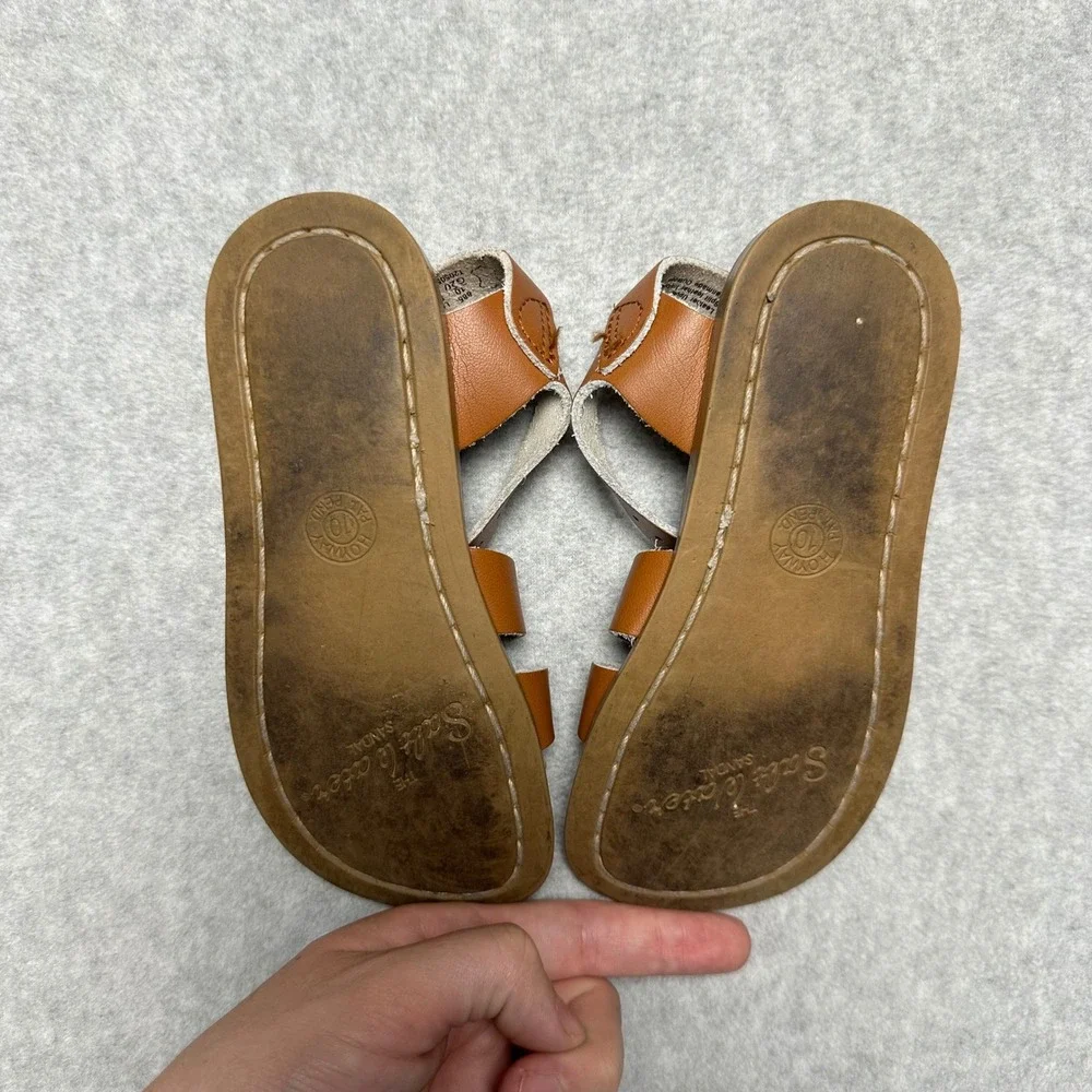 Salt Water Sandals by Hoy Original Tan Brown Leather Little Girls Sz 10